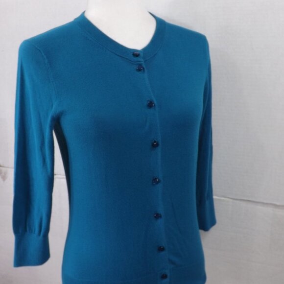 J. Crew Factory Sweaters - J Crew Turquoise 3/4 Sleeves Button Up Cardigan S